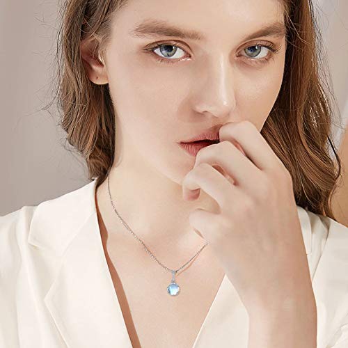CUOKA MIRACLE 925 Sterling Silver Moonstone Choker Necklace for Women Simple Elegant Rainbow Synthetic Moonstone Jewelry Birthday Gift for Her Anniversary Birthday - Image 5
