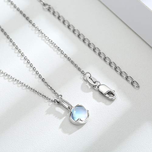 CUOKA MIRACLE 925 Sterling Silver Moonstone Choker Necklace for Women Simple Elegant Rainbow Synthetic Moonstone Jewelry Birthday Gift for Her Anniversary Birthday - Image 4