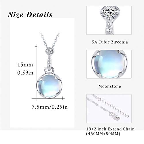 CUOKA MIRACLE 925 Sterling Silver Moonstone Choker Necklace for Women Simple Elegant Rainbow Synthetic Moonstone Jewelry Birthday Gift for Her Anniversary Birthday - Image 3