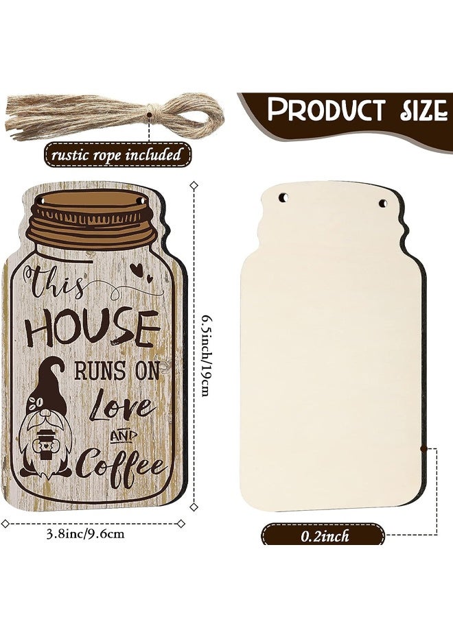 4Pcs Farmhouse Fall Coffee Bar Wood Signs Wall Hanging Plaque Mason Jar Table Decor for Kitchen Office (Classic Style) - Image 2
