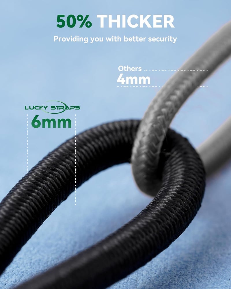 LuckyStraps 10 Pcs 4'' Short Mini Heavy Duty Bungee Cords with 180 lbs Max Break Strength & Rust Resistant Steel Hooks, Black Small UV Resistant Bungee Straps with 6mm Diameter, Perfect for Small Items & Tools General purpose design - Image 4