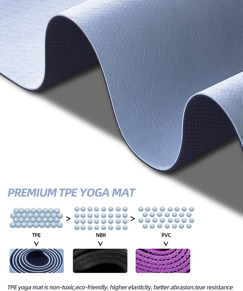 COOLMOON Yoga Mat Non Slip AntiTear 14 Thick TPE Yoga Mats for Women and Men 72x24 Exercise  Fitness Mat with Carrying Strap Workout Mats for Yoga Pilates and Floor Exercise - Image 3