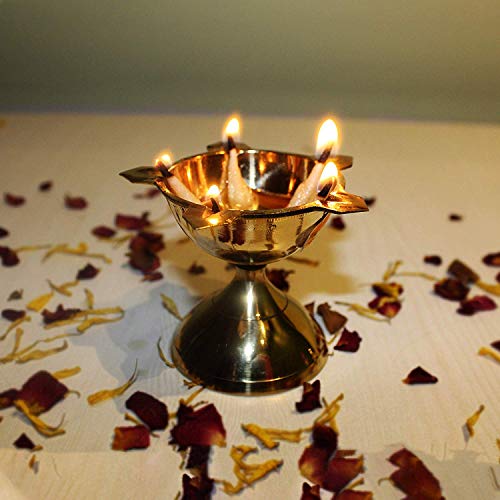 Neoteric Traditional Brass Fancy Five Face Diya Pooja Oil Lamp for Home, Office, Temple | Diwali Puja Oil Diya | Diya Puja Mandir Festival Decoration Oil Lamp for Pooja Worship Decoration Pack of 1 - Image 2