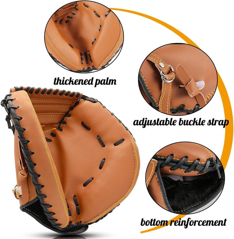 Gracfulcub Baseball Catcher Glove,Softball Catcher's Mitt for Kid Youth Aldult Baseball Training,Comfortable Durable,Left Hand Glove (Brown, 33 Inch) - Image 4