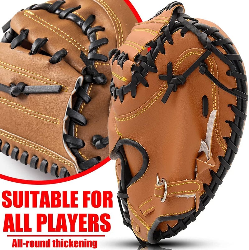 Gracfulcub Baseball Catcher Glove,Softball Catcher's Mitt for Kid Youth Aldult Baseball Training,Comfortable Durable,Left Hand Glove (Brown, 33 Inch) - Image 5