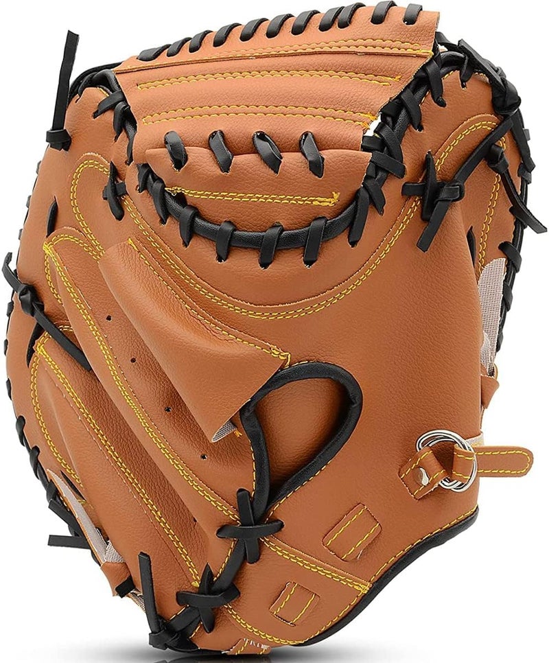 Gracfulcub Baseball Catcher Glove,Softball Catcher's Mitt for Kid Youth Aldult Baseball Training,Comfortable Durable,Left Hand Glove (Brown, 33 Inch) - Image 2