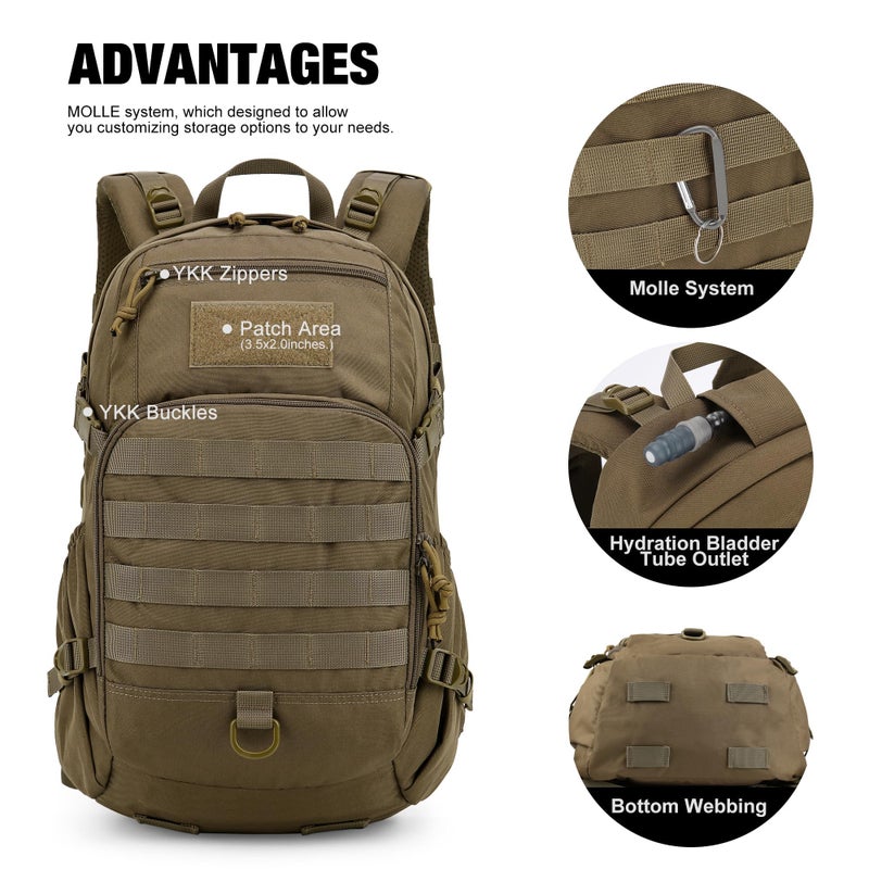 Mardingtop Small Tactical Molle Backpack - 25L Hiking Backpack for Backpacking, Cycling and Biking - Image 4