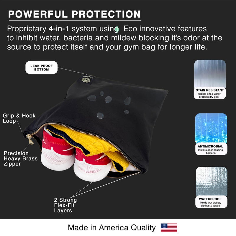 Ornadi Wet Gym Clothes Bag Waterproof Antimicrobial Sack Inhibits Bacteria & Odor from Dirty Laundry, Swimsuits, Sweaty Shoes for Smell Proof Travel 14 X 17.5" Made in USA by Ornadi - Image 3