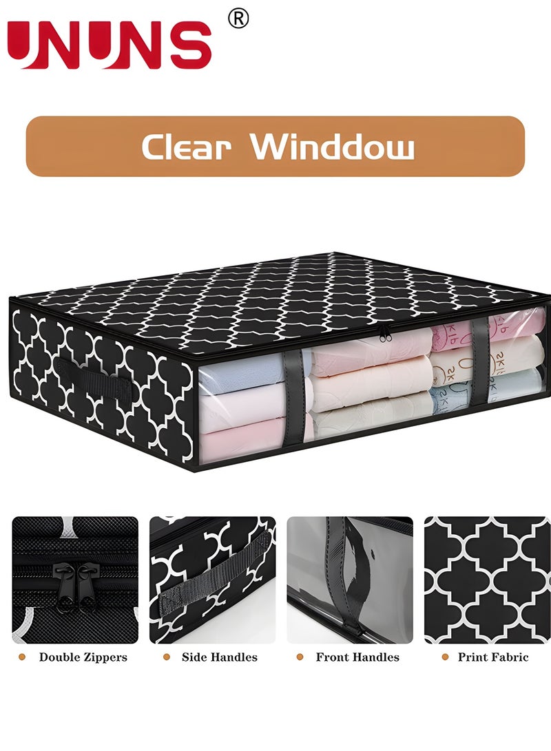 UNUNS 3 Pack Storage Bins Clothes Storage, Underbed Foldable Storage Bags,Storage Containers Clothes Bags for Clothing, Bedroom, Comforter, Closet, Dorm, Quilts - Image 2