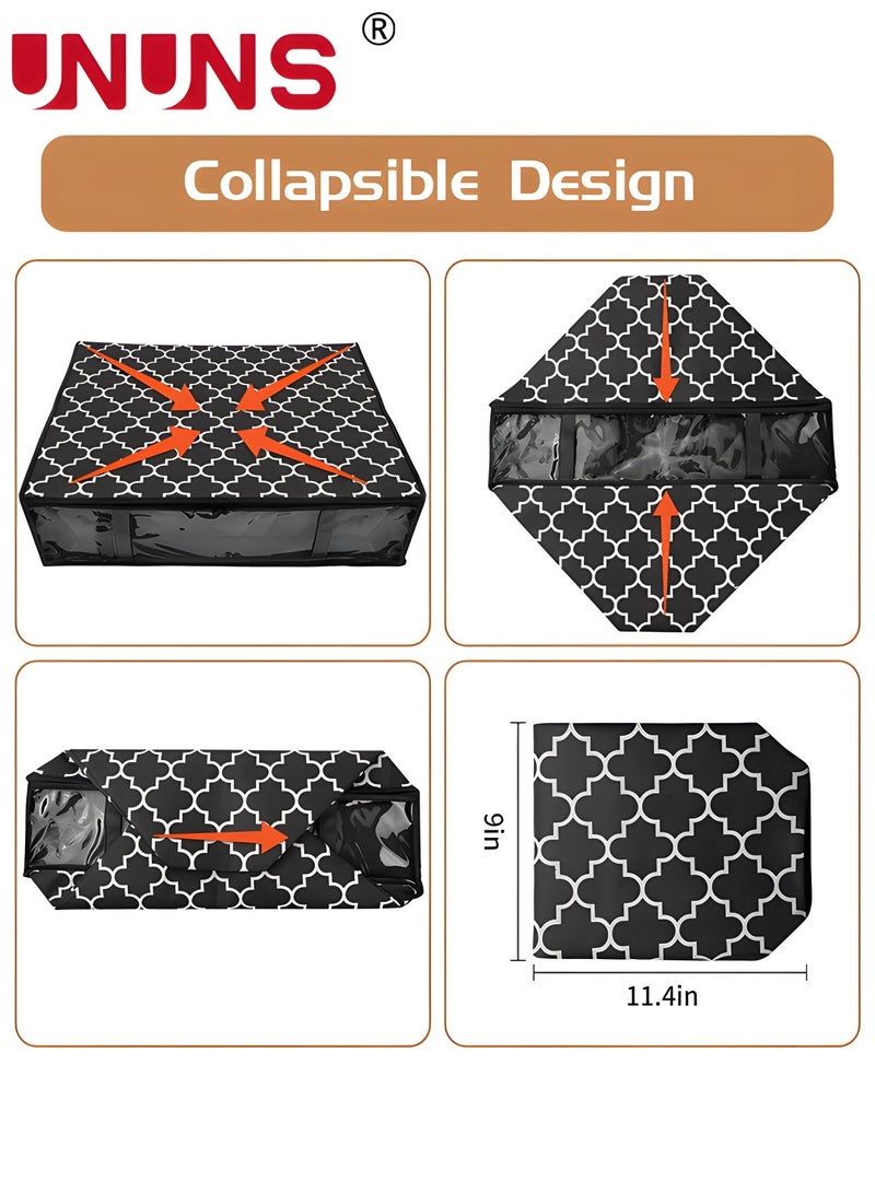 UNUNS 3 Pack Storage Bins Clothes Storage, Underbed Foldable Storage Bags,Storage Containers Clothes Bags for Clothing, Bedroom, Comforter, Closet, Dorm, Quilts - Image 3