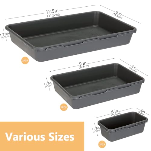 Kutesna 6 PCS Large Drawer Organizer 3 Sizes Plastic Versatile Desk Drawer Organizer Trays Kitchen Drawer Organization and Plastic Storage Bins for Makeup Vanity Kitchen Utensils Office Bathroom - Image 3