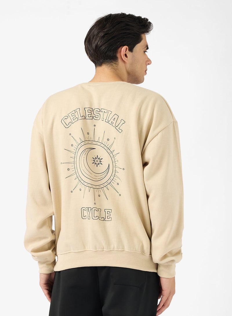 Seventy Five Graphic Crew Neck Pullover Oversize Sweatshirt - Image 2