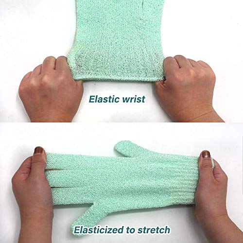MIG4U Shower Exfoliating Scrub Gloves Medium to Heavy Bathing Gloves Body Wash Dead Skin Removal Deep Cleansing Sponge Loofah for Women and Men 1 Pair light green - Image 4