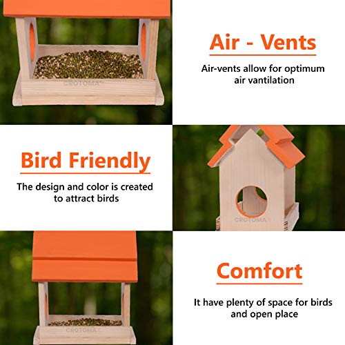 Cket® Bird Feeder House Nest Box Breeding House for Sparrow, Budgies and Finches Eco Friendly Pure Wooden Water Resistance for Garden Balcony Hanging BF03 - Image 3