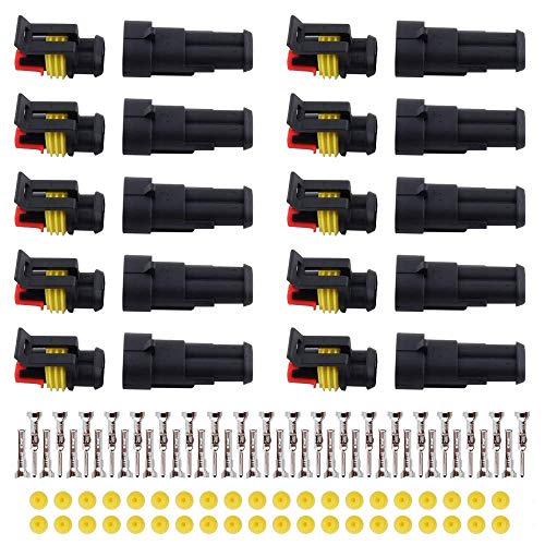 MUYI 10 Kit 2 Pin Way Waterproof Electrical Connector 15mm Series Terminals Water Resistend - Image 1
