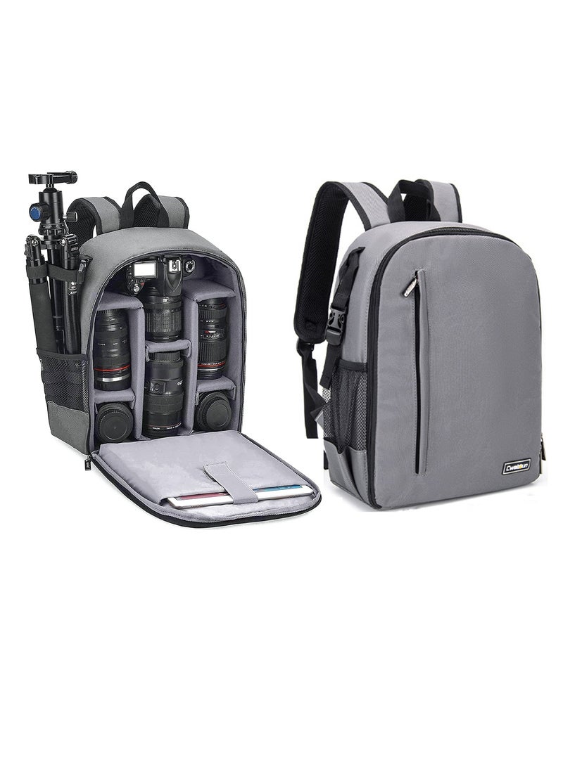 Excefore Camera Backpack, Waterproof Photo Backpack, Professional Camera Bag for DSLR/SLR, Compatible with Sony Canon Nikon Camera and Lens Tripod Accessories, Small Compact Lightweight (Grey)  - Image 1