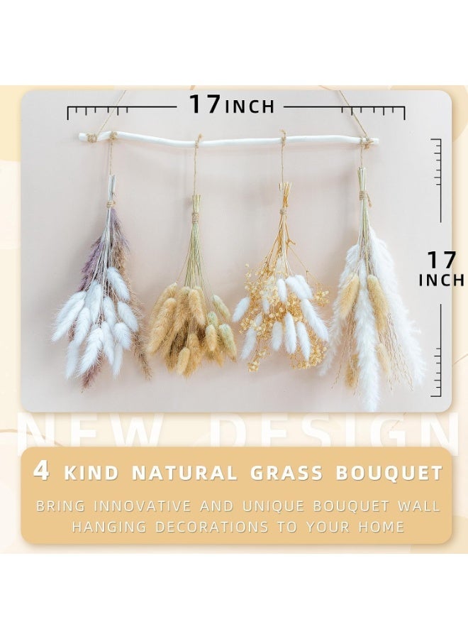 MERICKA 73 Natural Pampas Grass Wall Hanging Set Mix Bouquet | Dried Pampas Bouquet for Wedding Boho Flowers Home Table Decor Desk Decor, Rustic Farmhouse Decor - Image 2