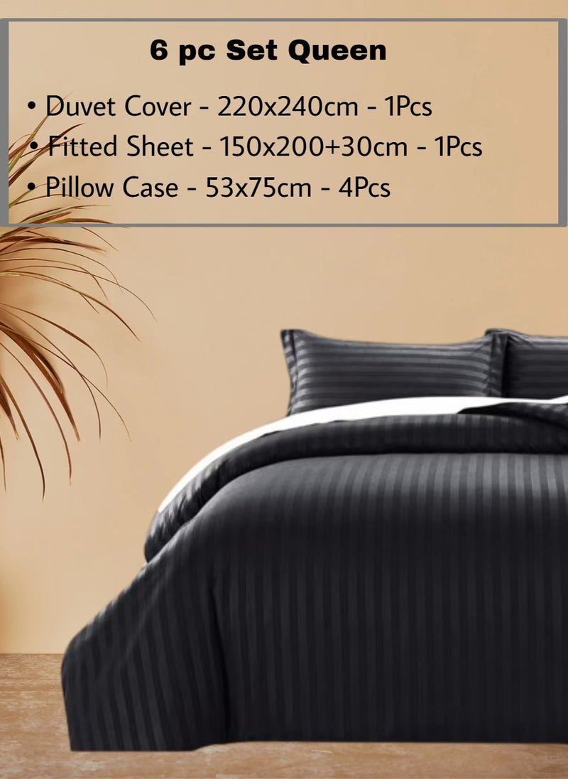 REDTOMMY طقم أغطية سرير كوين 6 قطع - غطاء لحاف (220x240 سم)، ملاءة مشدودة (150x200+30 سم) و 4 أغطية وسائد (53x75 سم)، اللون - أسود - Image 2