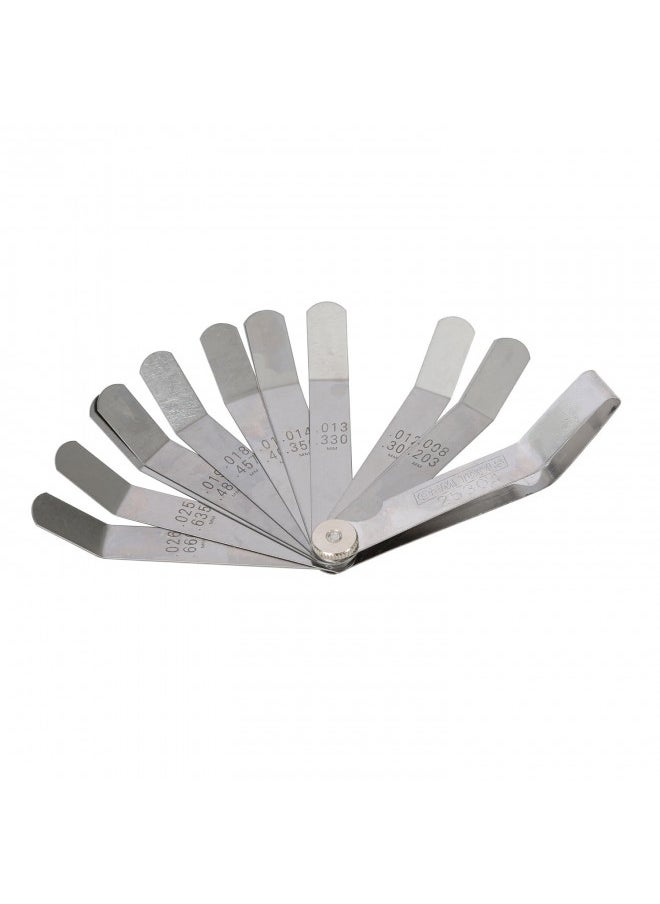 OEMTOOLS 25304 12-Blade Gauge Value Tap Feeler, Motorcycle Feeler Gauge Set, Spark Plug Feeler Gauge, Angled Feeler Gauge Set, Go and No Go Gauges, Valve Tappet Feeler Gauge
