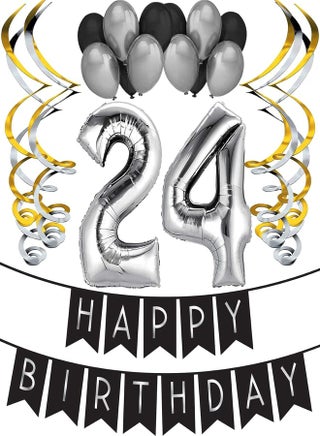 Sterling James Co. 24th Birthday Happy Birthday Bunting, Balloon, and Swirls Party Pack Supplies (Black & Silver) - pzsku/Z7A6CDB14F74B02FC6E62Z/45/_/1718137240/f7be0dcf-eaf6-4fd5-a4e9-f6a4d5fe7f8e