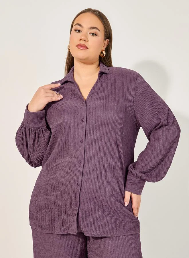 Styli Solid Oversize Long Sleeve Shirt