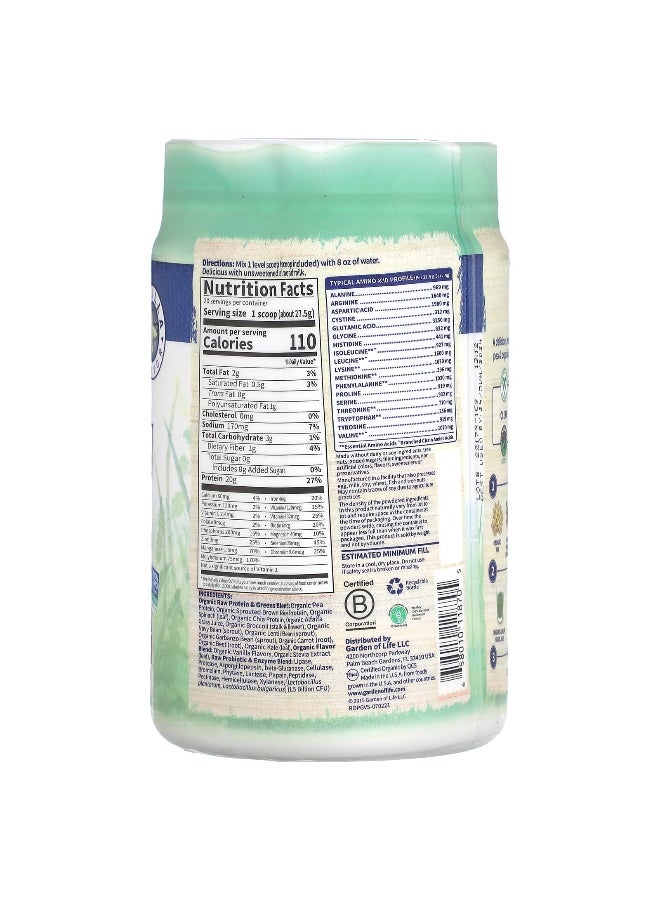 Garden of Life Garden of Life, RAW Organic Protein & Greens, Plant Formula, Vanilla, 19.40 oz (550 g)  - Image 2