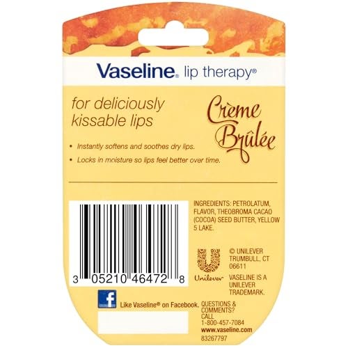Vaseline Lip Therapy Creme Brulee Mini 4-Pack – Moisturizing Balm for Soft, Smooth Lips, 0.25 Oz Ea - Image 2