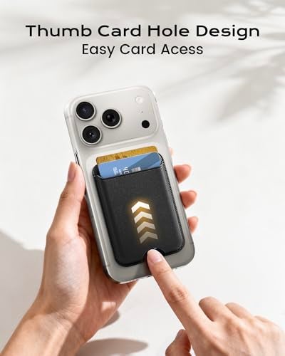 KPNEOL Magnetic Mag-safe Wallet Cell Phone Card Holder for Phone Case with Mag-Safe, Stronger Magnetic RFID Leather Phone Wallet Stick on for iPhone 17/16/15/14/13/12 Series, Black Color - Image 3