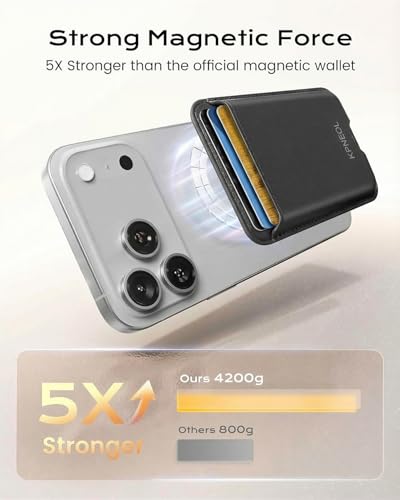 KPNEOL Magnetic Mag-safe Wallet Cell Phone Card Holder for Phone Case with Mag-Safe, Stronger Magnetic RFID Leather Phone Wallet Stick on for iPhone 17/16/15/14/13/12 Series, Black Color - Image 2