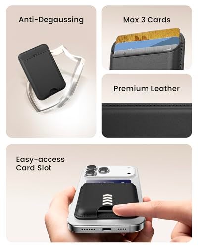 KPNEOL Magnetic Mag-safe Wallet Cell Phone Card Holder for Phone Case with Mag-Safe, Stronger Magnetic RFID Leather Phone Wallet Stick on for iPhone 17/16/15/14/13/12 Series, Black Color - Image 5