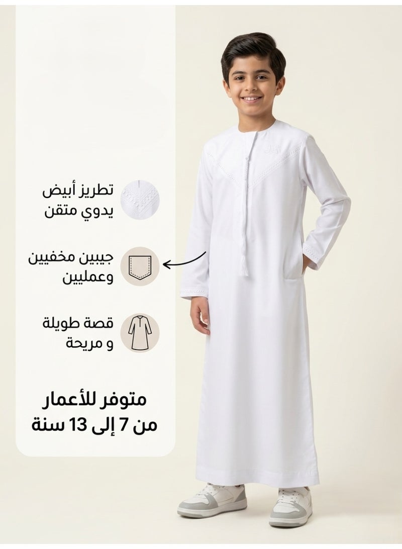Children's nightgown, Omani and newborn thobe, seven-piece thobe, Emirati boy's thobe, children's nightgown, newborn nightgown, short-sleeved thobe, half-sleeved nightgown, sleep shirt, short-sleeved Saudi nightgown, loose-fitting nightgown, house shirt, newborn gifts, baby gifts, infant gifts, baby gifts, boy's gifts, children's clothes, gift for boys - Image 1