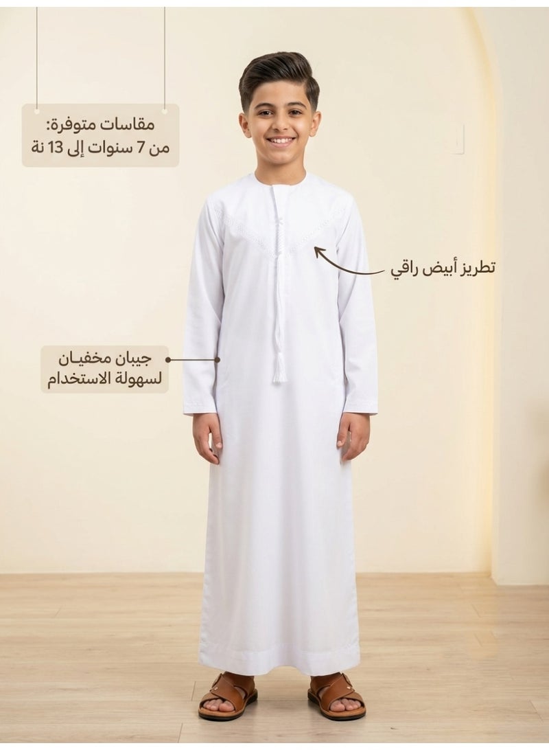 Children's nightgown, Omani and newborn thobe, seven-piece thobe, Emirati boy's thobe, children's nightgown, newborn nightgown, short-sleeved thobe, half-sleeved nightgown, sleep shirt, short-sleeved Saudi nightgown, loose-fitting nightgown, house shirt, newborn gifts, baby gifts, infant gifts, baby gifts, boy's gifts, children's clothes, gift for boys - Image 2