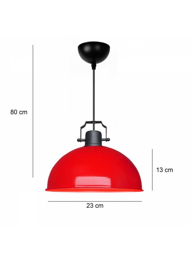 Swiss Red Retro Metal Pendant Light – Bold & Stylish Illumination - Image 3