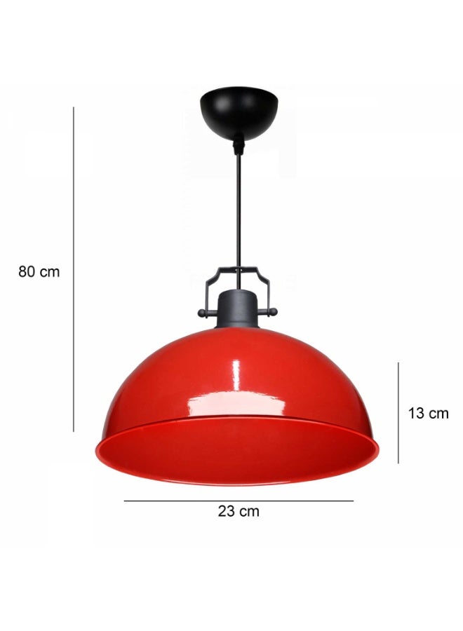 Swiss Red Retro Metal Pendant Light – Bold & Stylish Illumination - Image 4