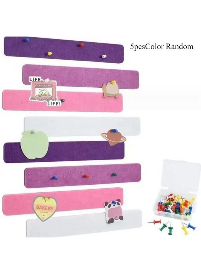 5pcs Color Random Adhesive Felt Memo Board Office Message Strip with Notes - Image 1