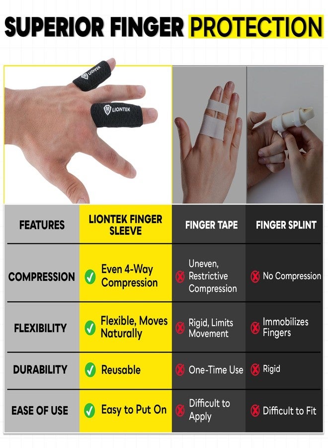 LIONTEK Single Flow Finger Sleeve V3 Pair — Joint Support & Compression for Activity, BJJ, Fitness, Volleyball, Basketball, and More (Medium) - Image 5
