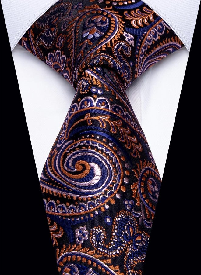YourTies Paisley Men's Necktie Woven Silk Floral Ties for Men Designer Formal Business Party Wedding, Rust Blue Paisley, One size - Image 2