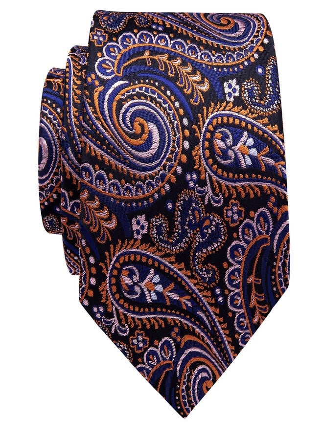 YourTies Paisley Men's Necktie Woven Silk Floral Ties for Men Designer Formal Business Party Wedding, Rust Blue Paisley, One size - Image 5