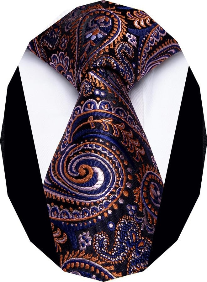 YourTies Paisley Men's Necktie Woven Silk Floral Ties for Men Designer Formal Business Party Wedding, Rust Blue Paisley, One size - Image 1
