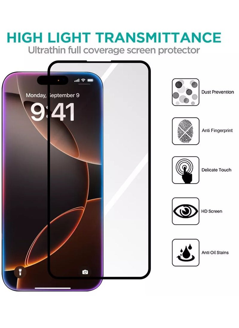 YoYoTech 2 Pack iPhone 16 Pro Max Screen Protector 6.9 Inch HD Tempered Glass,Scratch Resistant,Anti-Fingerprint,Bubble Free,Case Friendly, 9H Tempered Glass Film,Easy Installation Frame  - Image 2