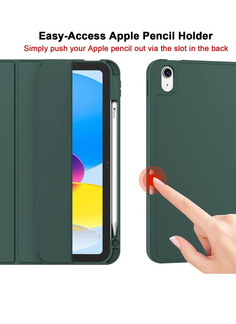 IAF iPad 10th Gen Case with Pencil Holder, Soft TPU Back, Auto Wake/Sleep, New Midnight Green  - Image 3