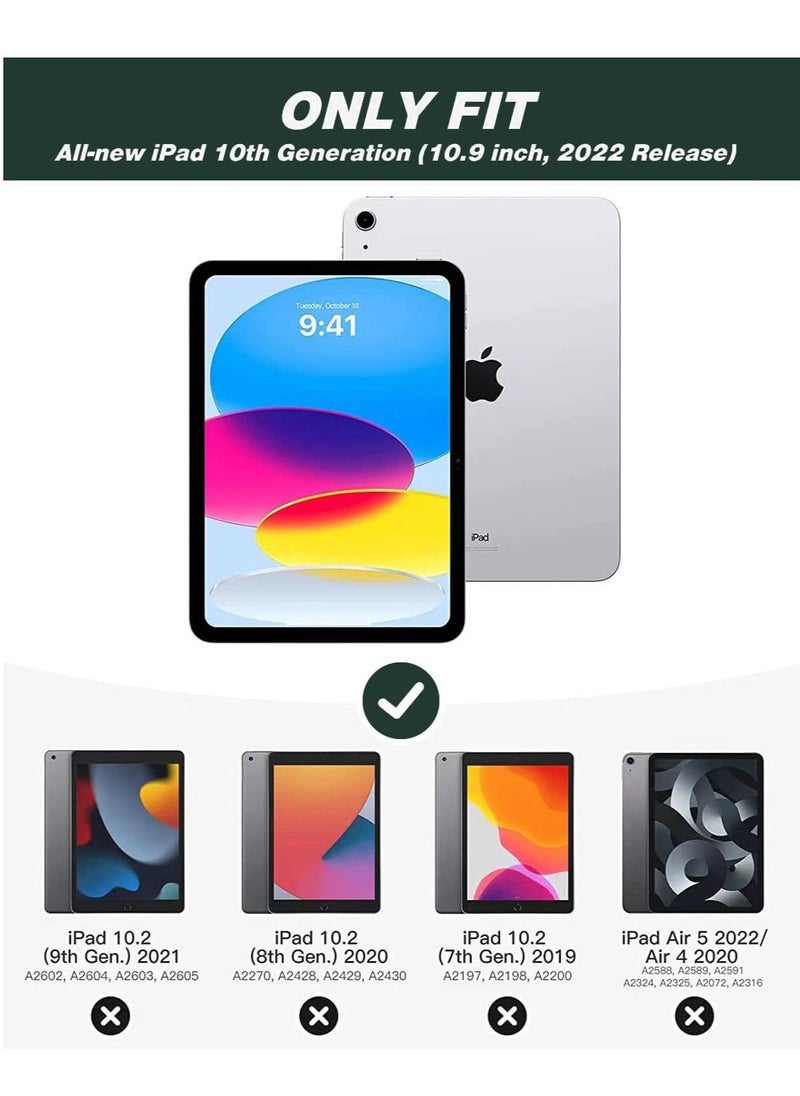 IAF iPad 10th Gen Case with Pencil Holder, Soft TPU Back, Auto Wake/Sleep, New Midnight Green  - Image 2
