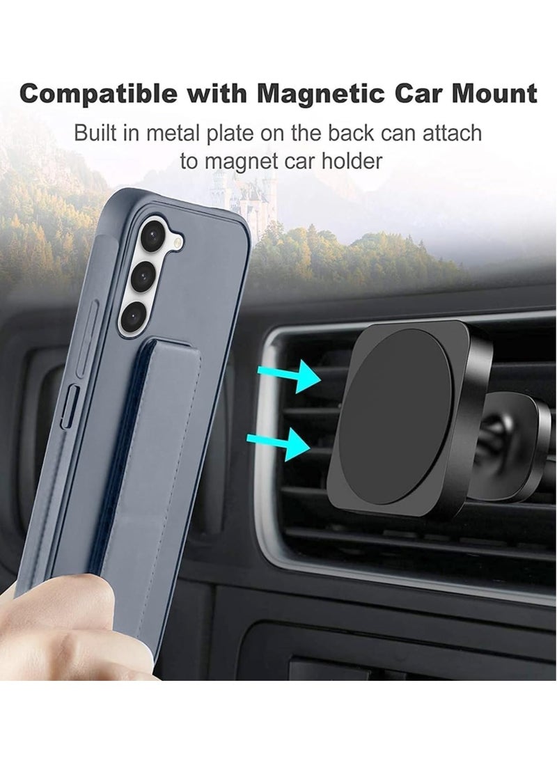 Denx Samsung Galaxy A55 Case with Kickstand and Magnetic Holder, Premium Vertical Strap and Grip with Silicone Holder, multiple viewing positions for Samsung Galaxy A55 (Grey)  - Image 4