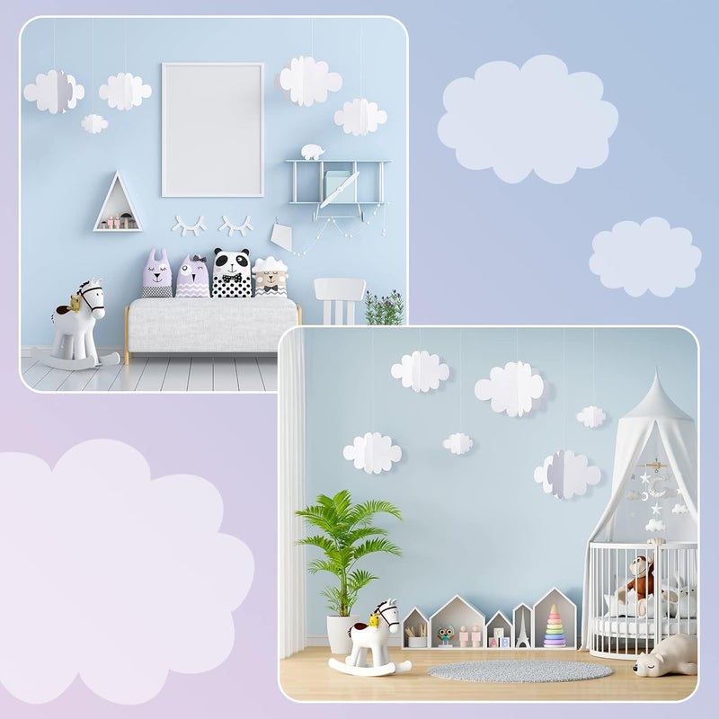 Tatuo 8 Pcs 3D Cloud Decorations Hanging Clouds for Ceiling Cloud Party Decorations Felt Fake Cloud Ornaments Classroom Decor Cloud Props for Art Wedding Nursery Children Room (White) - Image 5