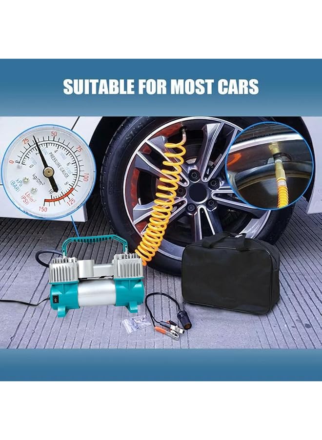 erorex 2 Cylinder Air Compressor With Light 150 Psi Max Pressure 12V Portable With Dual Stainless Steel Cylinders Quick Coupling Built In Thermal Overload Protection Ideal For Off Road Tires - Image 5