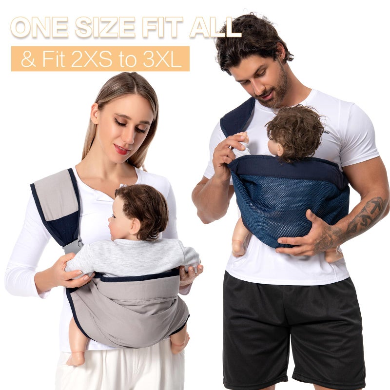 شياون Baby Sling Carrier Newborn to Toddler for Dad and Mom, Sling Baby Carrier Wrap Carrying, Adjustable Baby Holder Ideal for Baby Shower Gifts Carrying 7-45 lbs, Dark Green - Image 5
