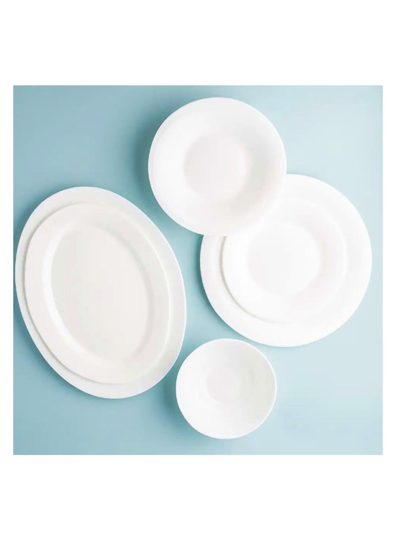 Melrich 33 Pcs Opal ware Dinner Set 6 Dinner plate 6 Dessert plate 6 Soup plate 6 Bowl 6 Soup Spoon 1 Serving Bowl 1 Ladle 1 Serving Plate Dishwasher Microwave safe - Image 1