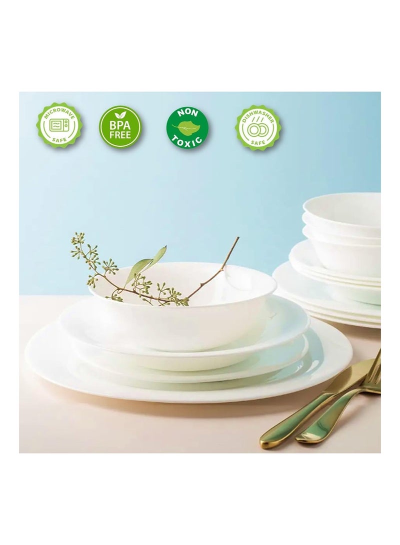 Melrich 33 Pcs Opal ware Dinner Set 6 Dinner plate 6 Dessert plate 6 Soup plate 6 Bowl 6 Soup Spoon 1 Serving Bowl 1 Ladle 1 Serving Plate Dishwasher Microwave safe - Image 5