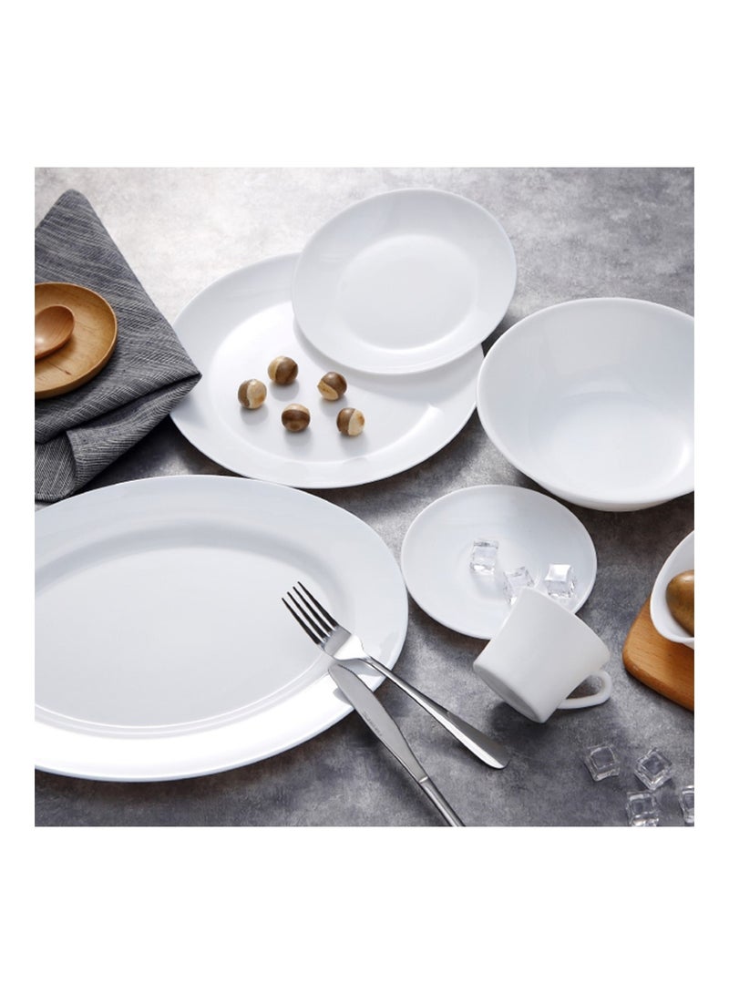 Melrich 33 Pcs Opal ware Dinner Set 6 Dinner plate 6 Dessert plate 6 Soup plate 6 Bowl 6 Soup Spoon 1 Serving Bowl 1 Ladle 1 Serving Plate Dishwasher Microwave safe - Image 4