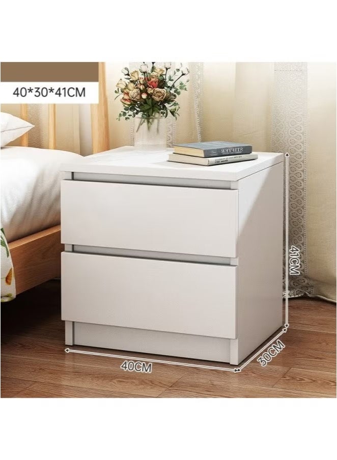 شو وو طاولة جانبية بسيطة لغرفة النوم، طاولة جانبية ريفية، طاولة جانبية بسيطة مع درجين للتخزين، طاولة قهوة بجانب السرير وطاولة جانبية مع درج - Image 5